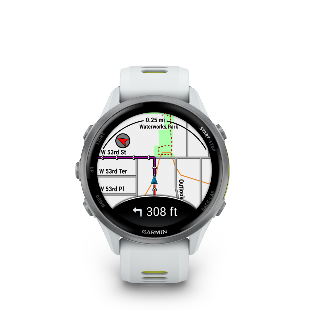 Garmin Forerunner 970 - Whitestone/Amp Yellow — Reloj GPS Running — vista de detalle