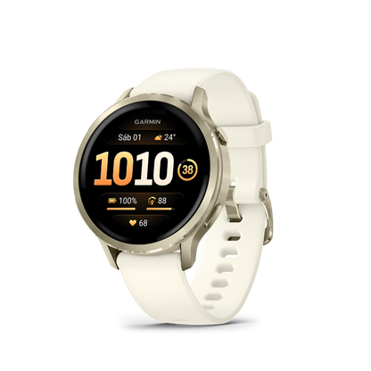 Garmin Venu 4 - 41mm Beige Lunar Gold — Smartwatch Multideporte — vista frontal